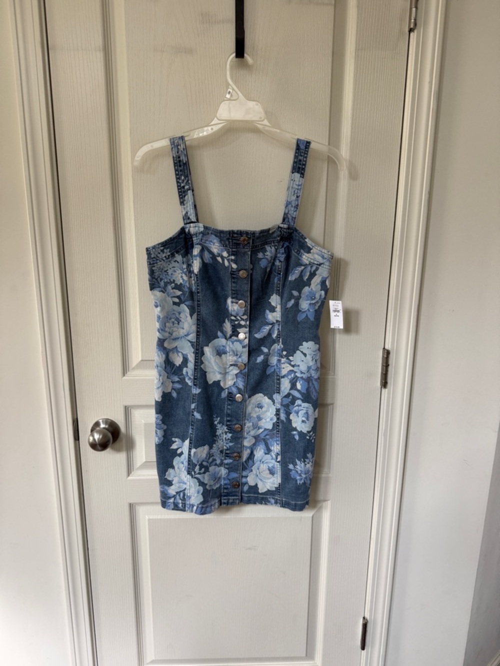 GAP Blue Floral Denim Button-Front Mini Dress